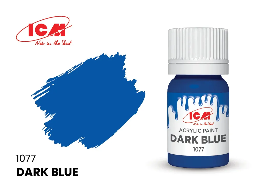 Lahvička akrylové barvy ICM Acrylic 1077 tmavě modrá (Dark Blue), 12 ml