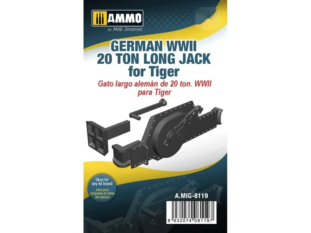 Doplňkový set AMMO Mig AMIG8119 – německý 20tunový dlouhý zvedák pro Tiger v měřítku 1/35