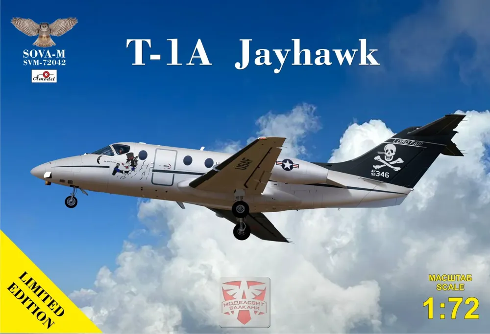 Plastiková stavebnice Sova-M SVM-72042 T-1A Jayhawk, cvičný letoun USAF, měřítko 1/72