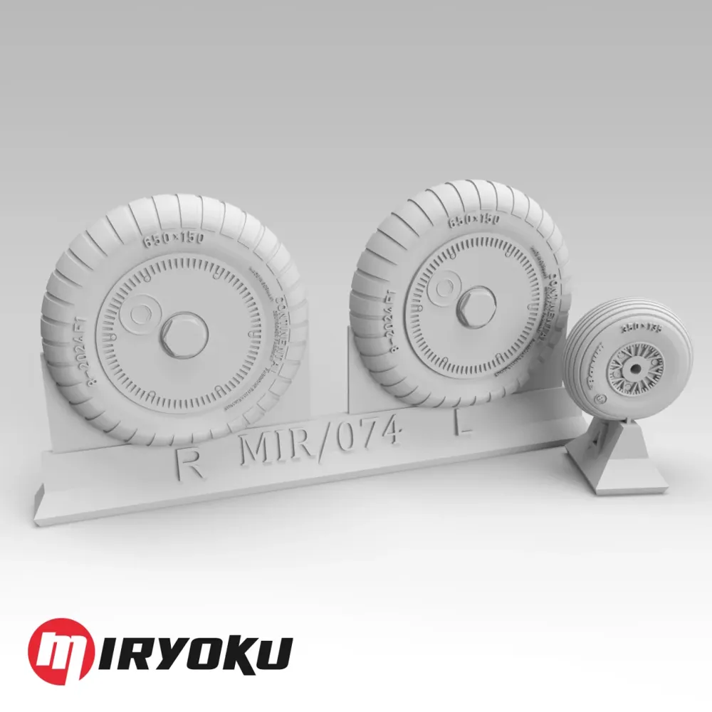 3D tištěná kola Miryoku MIR-074 pro Bf 109 E/F/G-2 v měřítku 1/32 s maskami pro disky