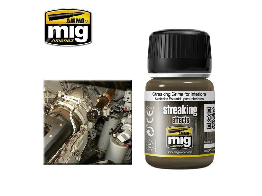 Lahvička enamelového efektu AMMO Mig A.MIG-1200 Streaking Grime for Interiors 35 ml