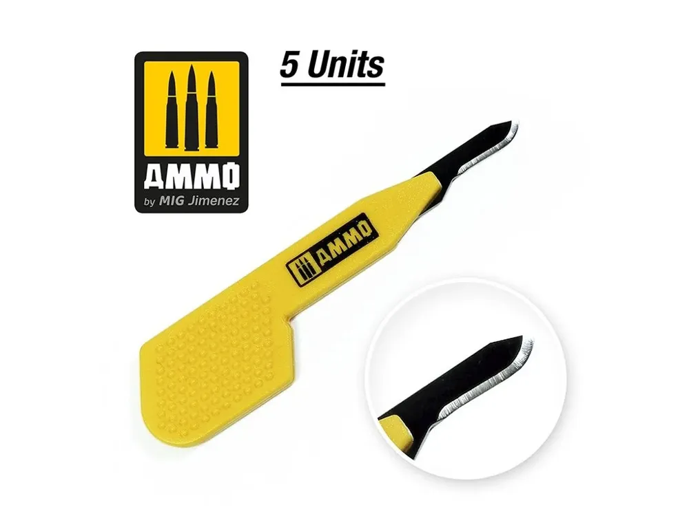 Sada pěti zahnutých modelářských čepelí AMMO Mig A.MIG-8686 Precision Blade Curved