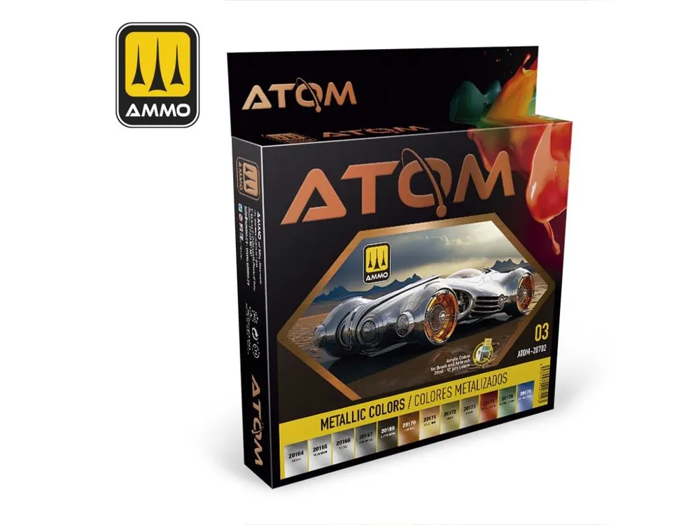 AMMO Mig ATOM 20702 Metallic Colors – metalické akrylové barvy na vodní bázi