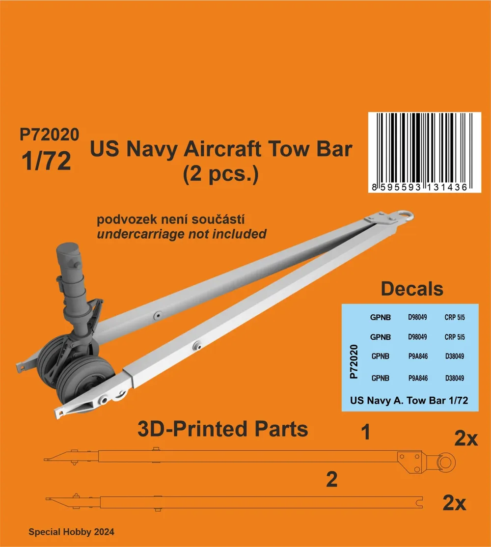 Resinové 3D tištěné vlečné oje CMK P72020 pro letouny US Navy v měřítku 1/72, 2 kusy