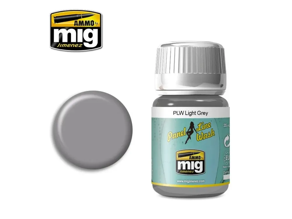 Lahvička AMMO Mig A.MIG-1600 PLW Panel Line Wash světle šedý 35 ml