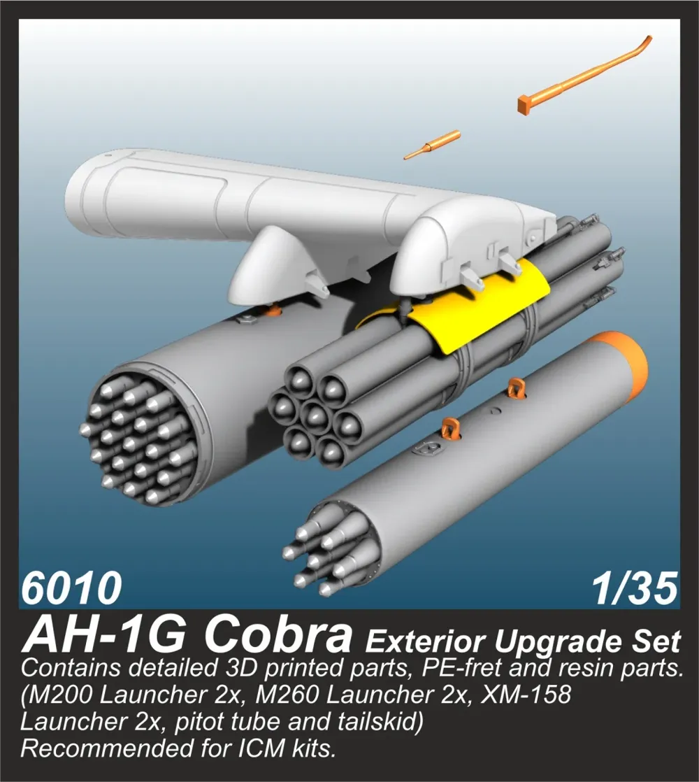 Resinová sada CMK 6010 AH-1G Cobra vylepšení exteriéru 1/35 pro stavebnice ICM s raketnicemi