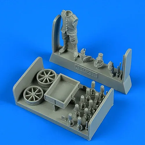 Aires Aerobonus 480219 figurka německého leteckého zbrojíře s muničním vozíkem v měřítku 1/48