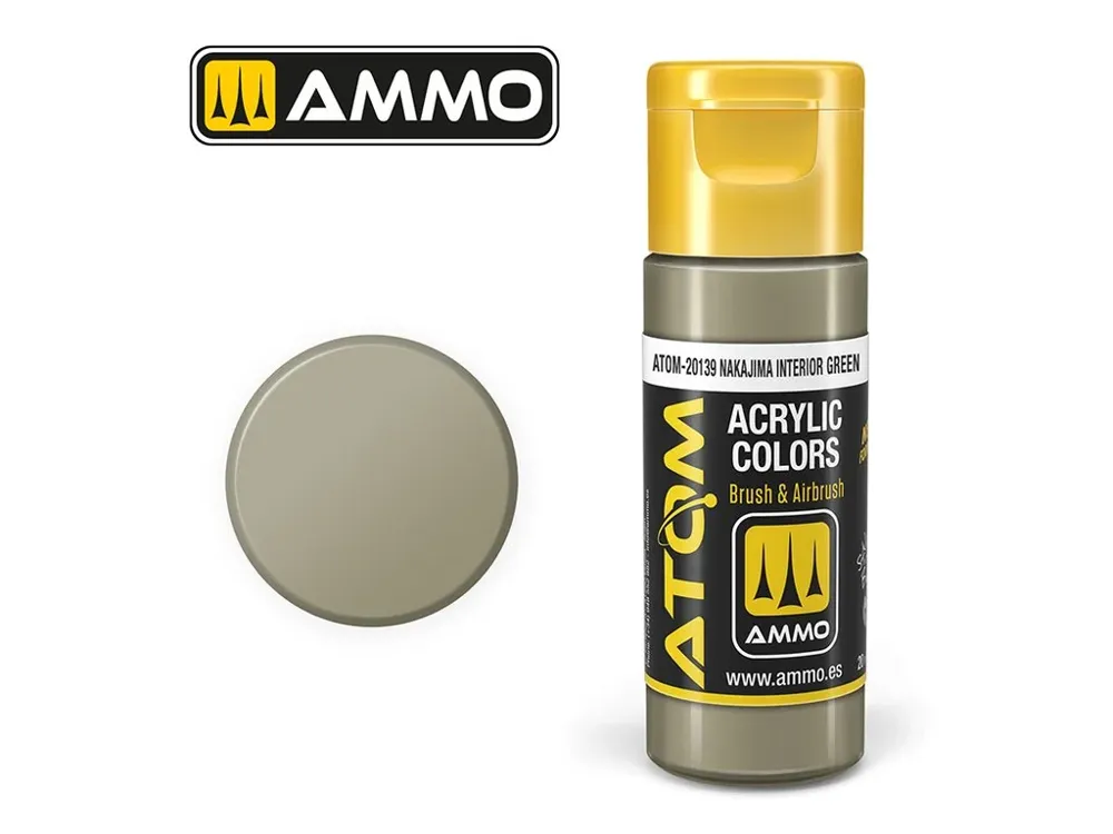 Lahvička akrylové barvy AMMO Mig ATOM COLOR 20139 Nakajima Interior Green 20 ml