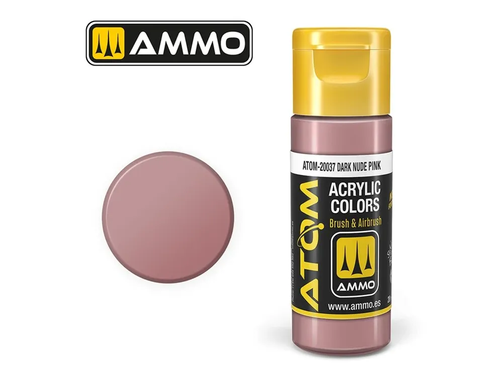 Lahvička akrylové barvy AMMO Mig ATOM COLOR 20037 Dark Nude Pink 20 ml