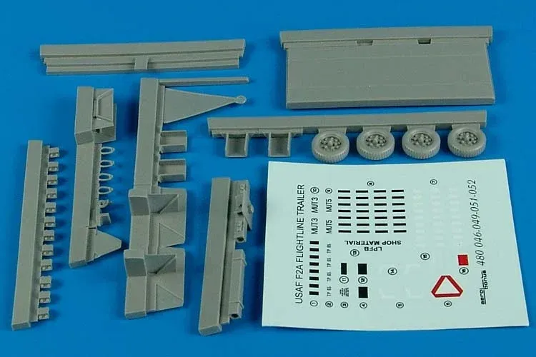 Aires 480046 letištní přívěs F-2A s ocelovou plošinou v měřítku 1/48, detailní doplněk
