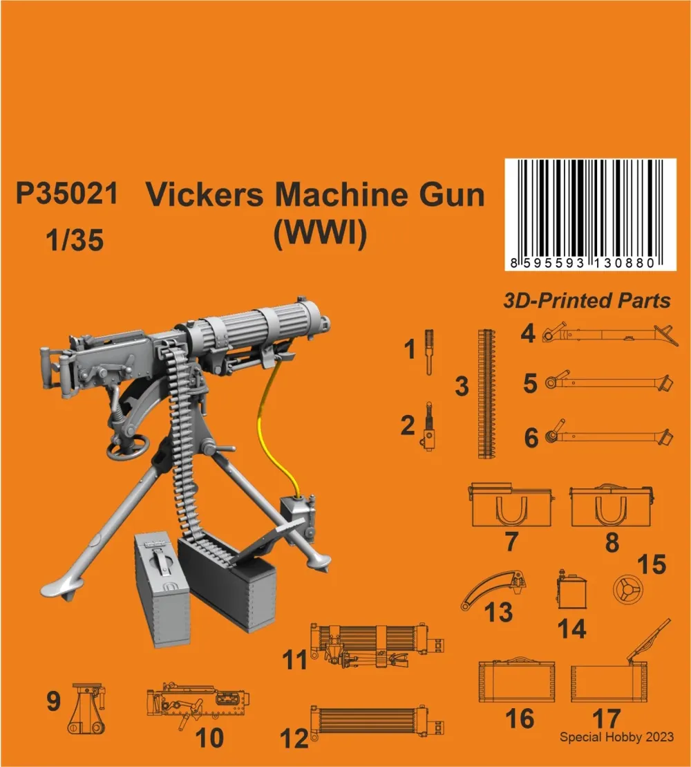 Resinový 3D tištěný kulomet Vickers CMK P35021 v měřítku 1/35
