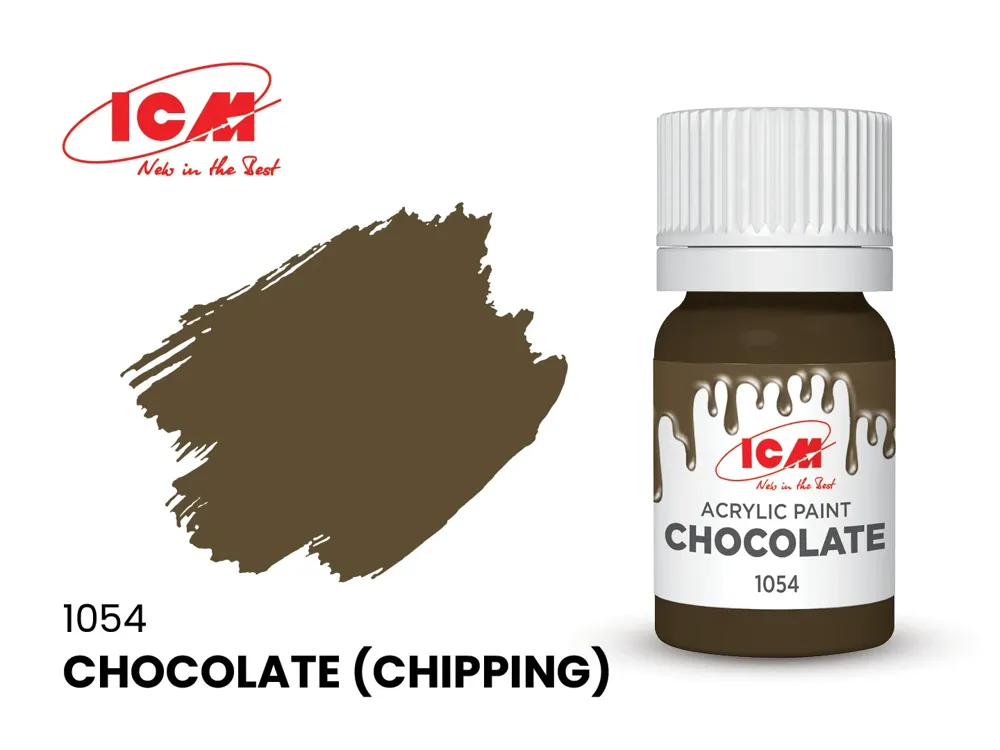 Lahvička akrylové barvy ICM Acrylic 1054 čokoládová hnědá (Chocolate) 12 ml