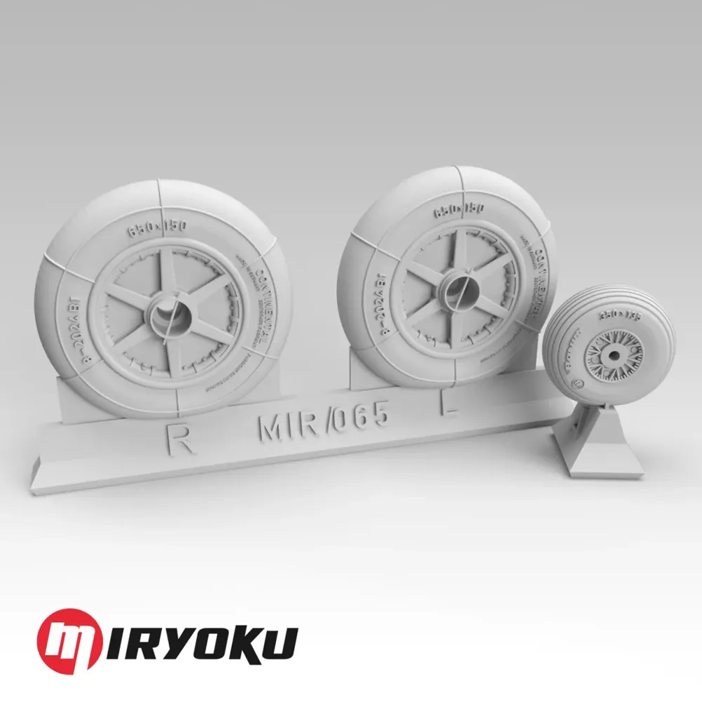 3D tištěná kola Miryoku MIR-065 pro Bf 109 E/F/G-2 v měřítku 1/48 s maskami na disky