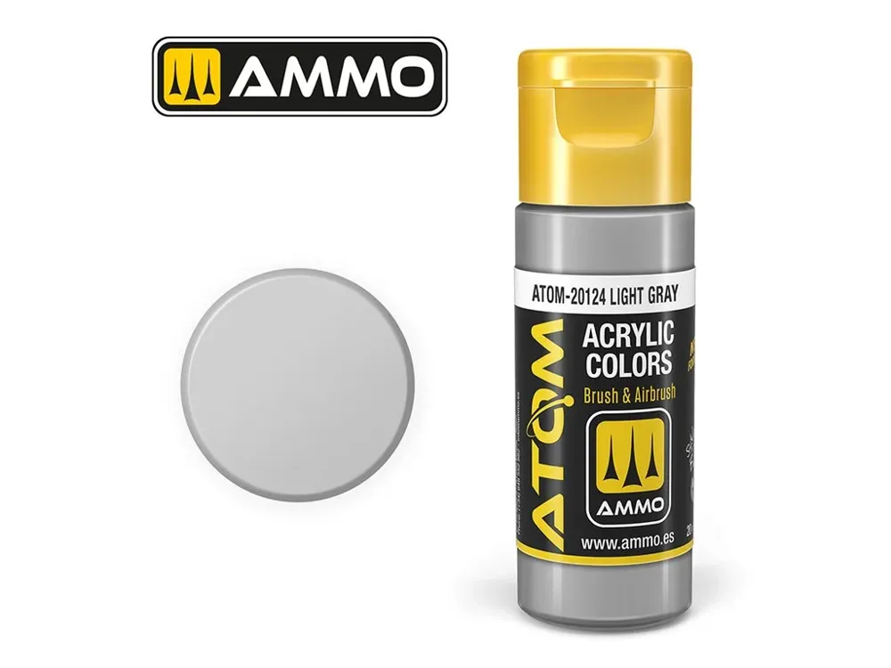 Lahvička akrylové barvy AMMO Mig ATOM COLOR 20124 světle šedá 20 ml