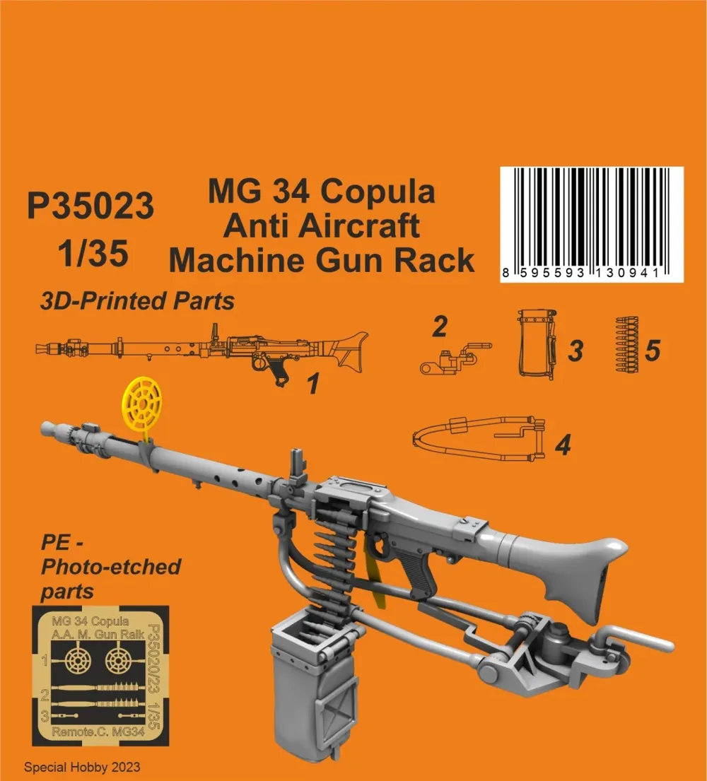 Resinové 3D tištěné díly CMK P35023 – držák protiletadlového kulometu MG 34 v měřítku 1/35