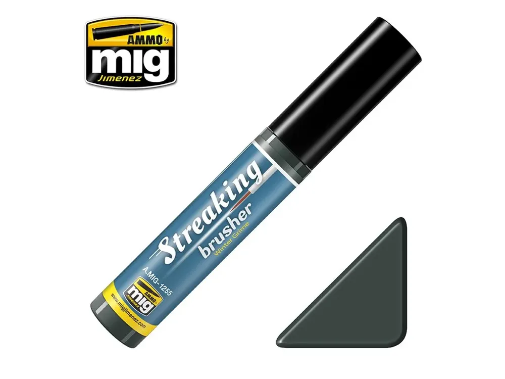 Lahvička AMMO Mig A.MIG-1255 Streakingbrusher zimní špína Winter Grime 10 ml s integrovaným štětcem