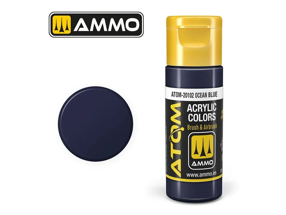 Lahvička akrylové barvy AMMO Mig ATOM COLOR 20102 oceánská modrá 20 ml