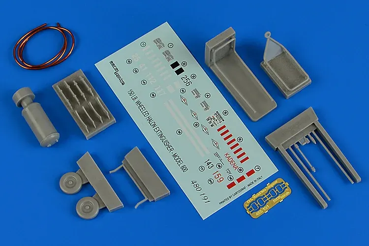 Aires 480191 halonový hasicí přístroj 150 lb. model 600 na kolečkách v měřítku 1/48