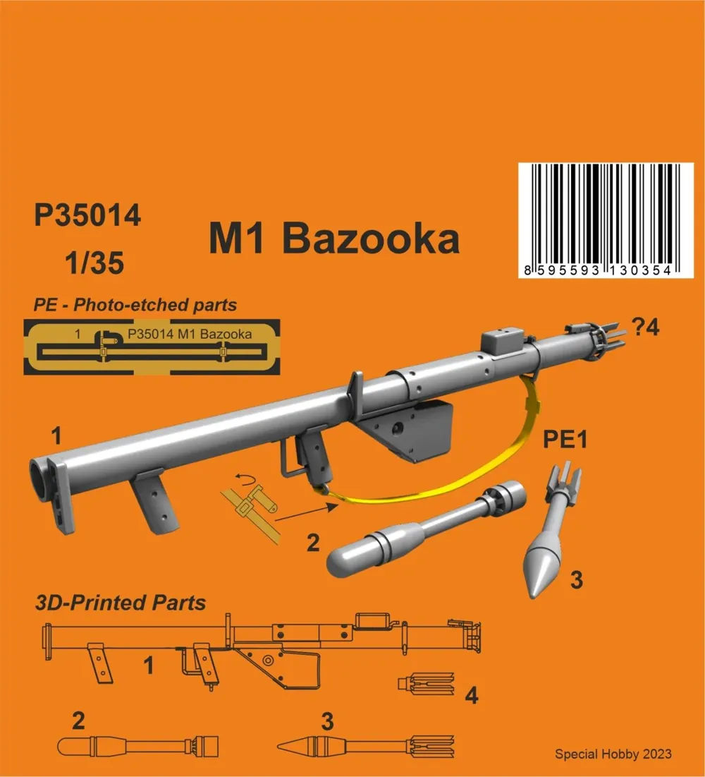 Resinový 3D tištěný doplněk CMK P35014 M1 Bazooka v měřítku 1/35
