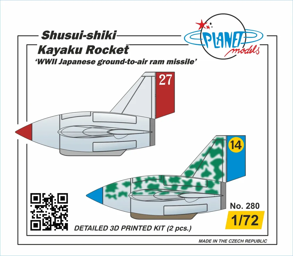 Resinová sada CMK PLT280 Shusui-shiki Kayaku Rocket 1/72 — dvě japonské nárazové střely s vozíky