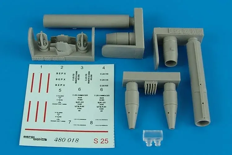 Resinové díly Aires 480018 – raketa vzduch-země S-25-L v měřítku 1/48