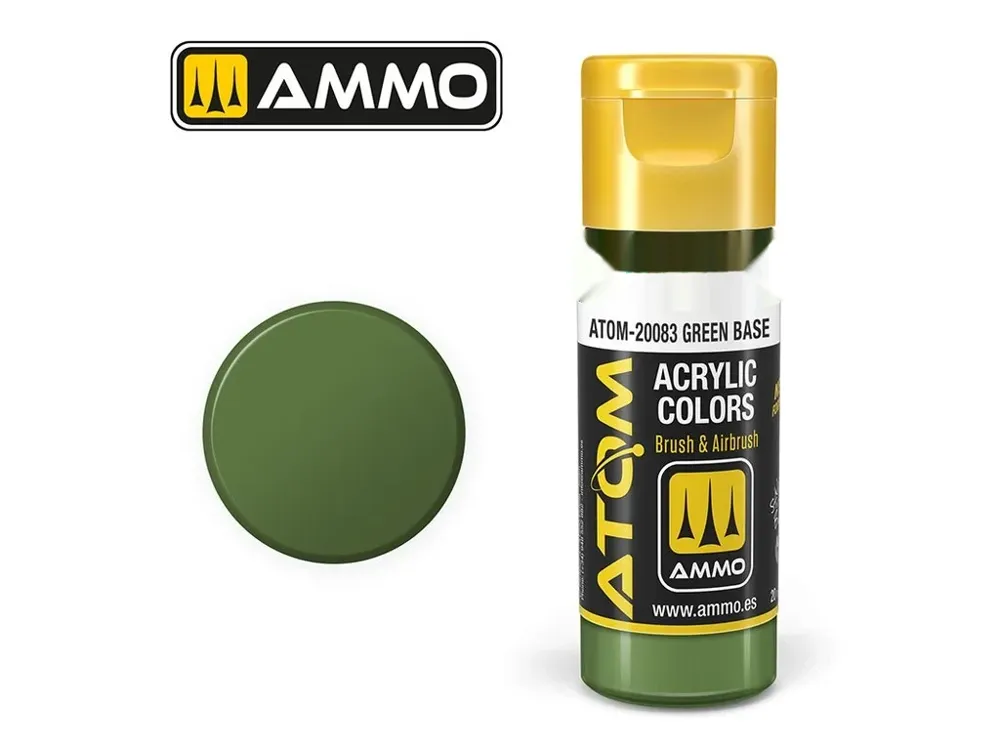 Lahvička akrylové barvy AMMO Mig ATOM COLOR ATOM-20083 zelená báze 20 ml