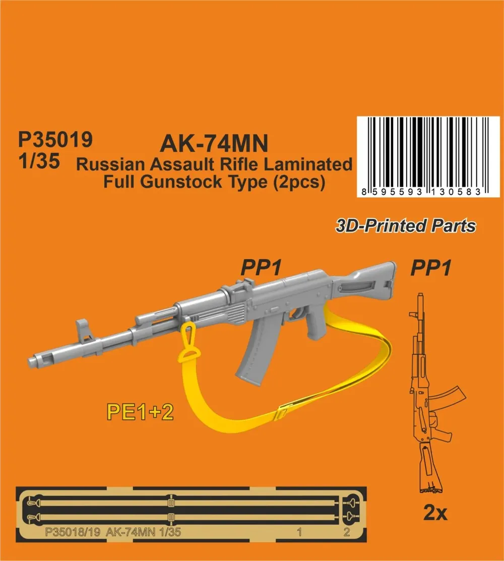 Resinové 3D tištěné pušky CMK P35019 AK-74MN v měřítku 1/35, balení 2 ks
