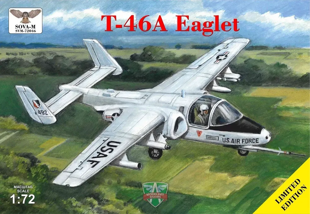 Stavebnice Sova-M SVM-72046 Fairchild T-46A Eaglet v měřítku 1/72, plastikový model letadla