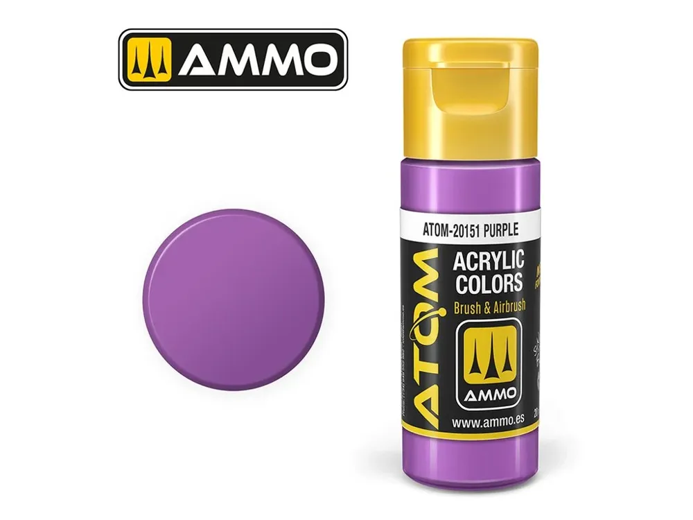 Lahvička akrylové barvy AMMO Mig ATOM Color 20151 fialová Purple, 20 ml
