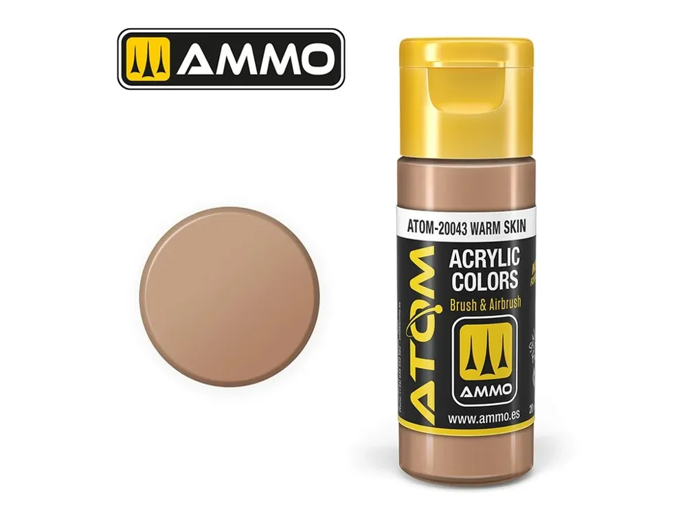 Lahvička akrylové barvy AMMO Mig ATOM COLOR ATOM-20043 teplá kůže 20 ml