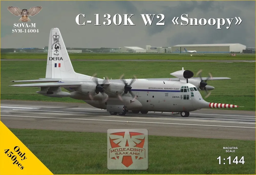 Krabice plastikové stavebnice Sova-M 1/144 C-130W2 Snoopy, meteorologický výzkumný letoun