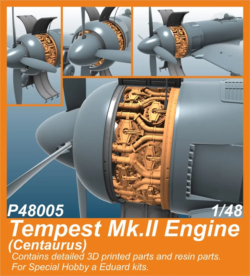 3D tištěný resinový motor Centaurus CMK P48005 pro Tempest Mk.II v měřítku 1/48