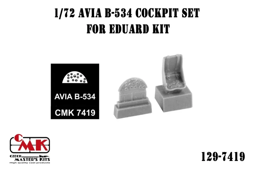 Sada detailů CMK 7419 kokpit pro Avia B-534 v měřítku 1/72 ke stavebnici Eduard
