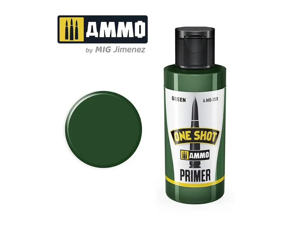 Nádobka základového primeru AMMO Mig A.MIG-2028 One Shot Primer zelený