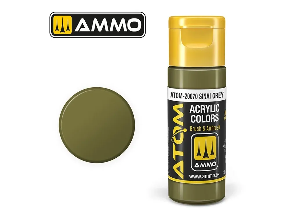 Lahvička akrylové barvy AMMO Mig ATOM COLOR 20070 sinajská šedá 20 ml