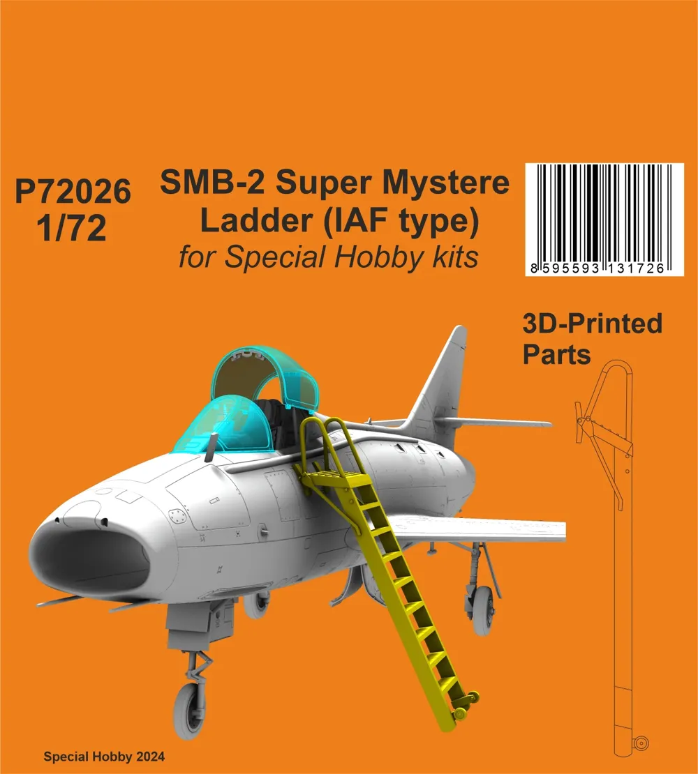 Resinový 3D tištěný přístupový žebřík CMK P72026 pro SMB-2 Super Mystère IAF v měřítku 1/72