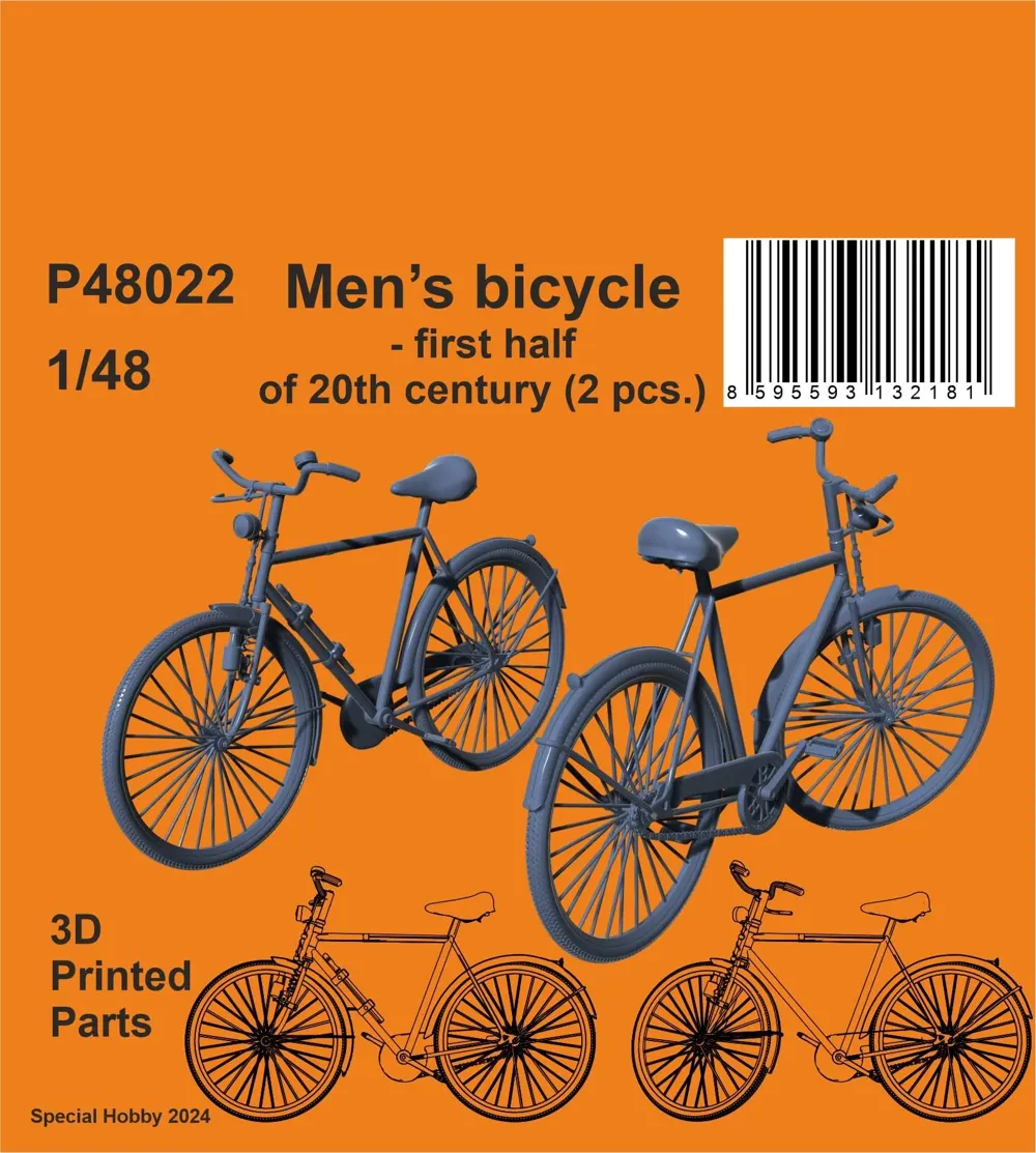 Resinové díly CMK P48022 pánské jízdní kolo v měřítku 1/48, balení po 2 kusech