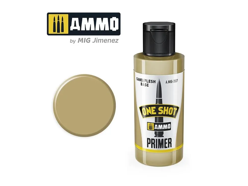 Lahvička základového primeru AMMO Mig One Shot Primer A.MIG-2027 pískově tělová (Sand Flesh)