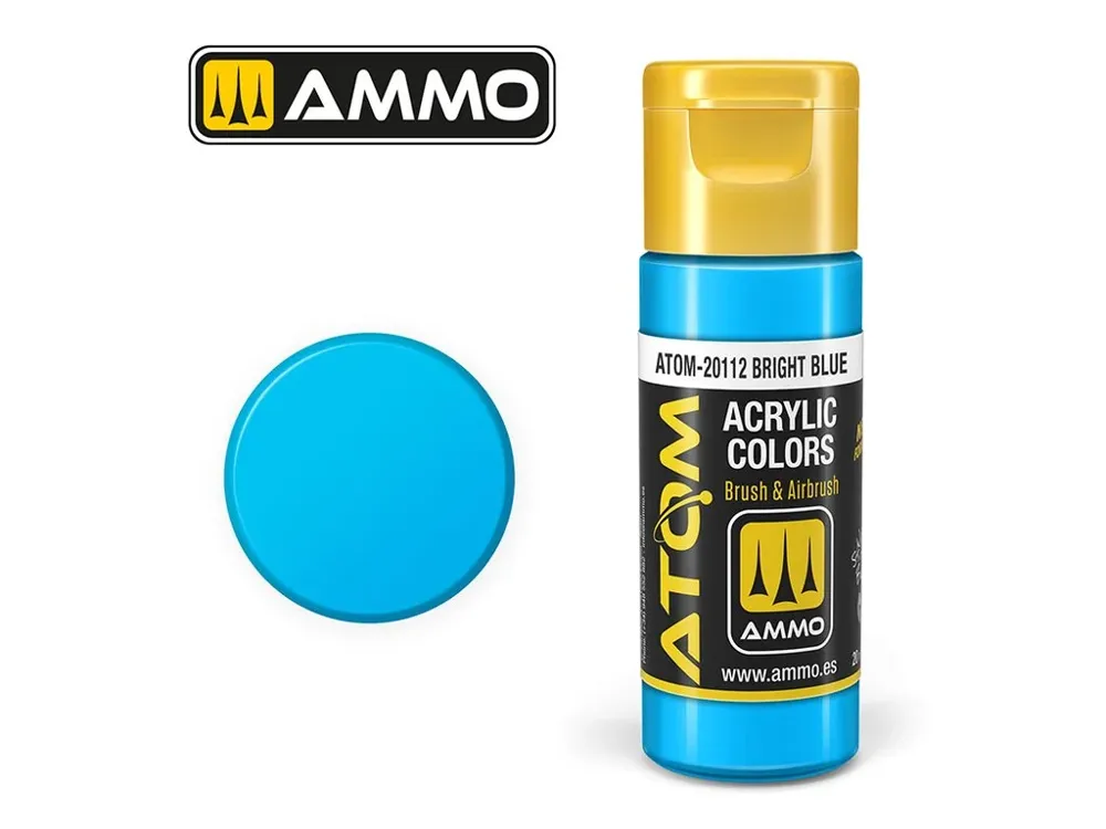 Lahvička akrylové barvy AMMO Mig ATOM Color ATOM-20112 jasně modrá 20 ml