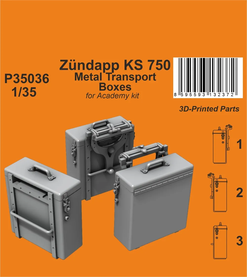 Resinové 3D tištěné přepravní bedny CMK P35036 pro Zündapp KS 750 v měřítku 1/35