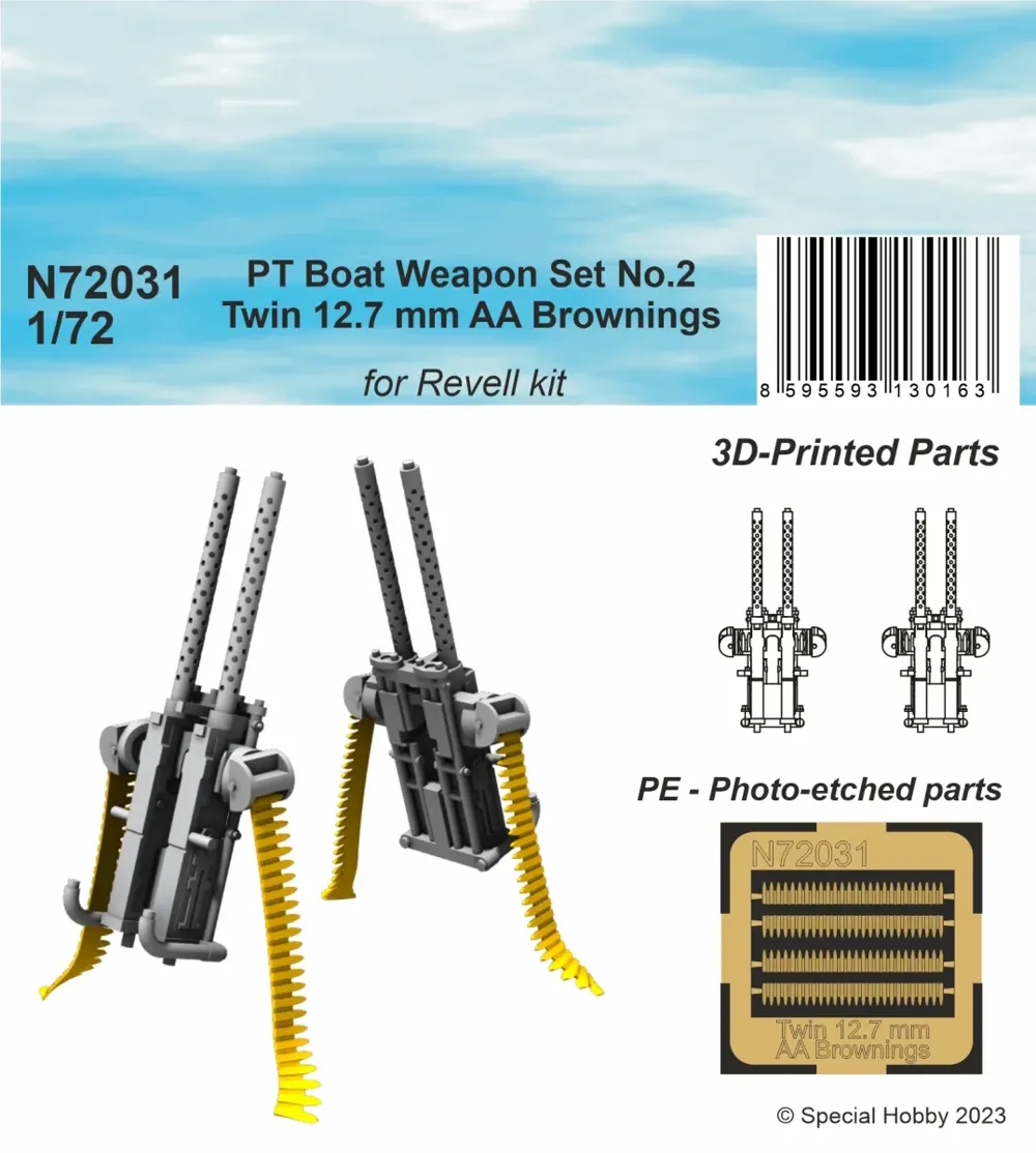 Doplňková sada CMK N72031 1/72 – dvojité kulomety Browning 12,7 mm pro PT Boat