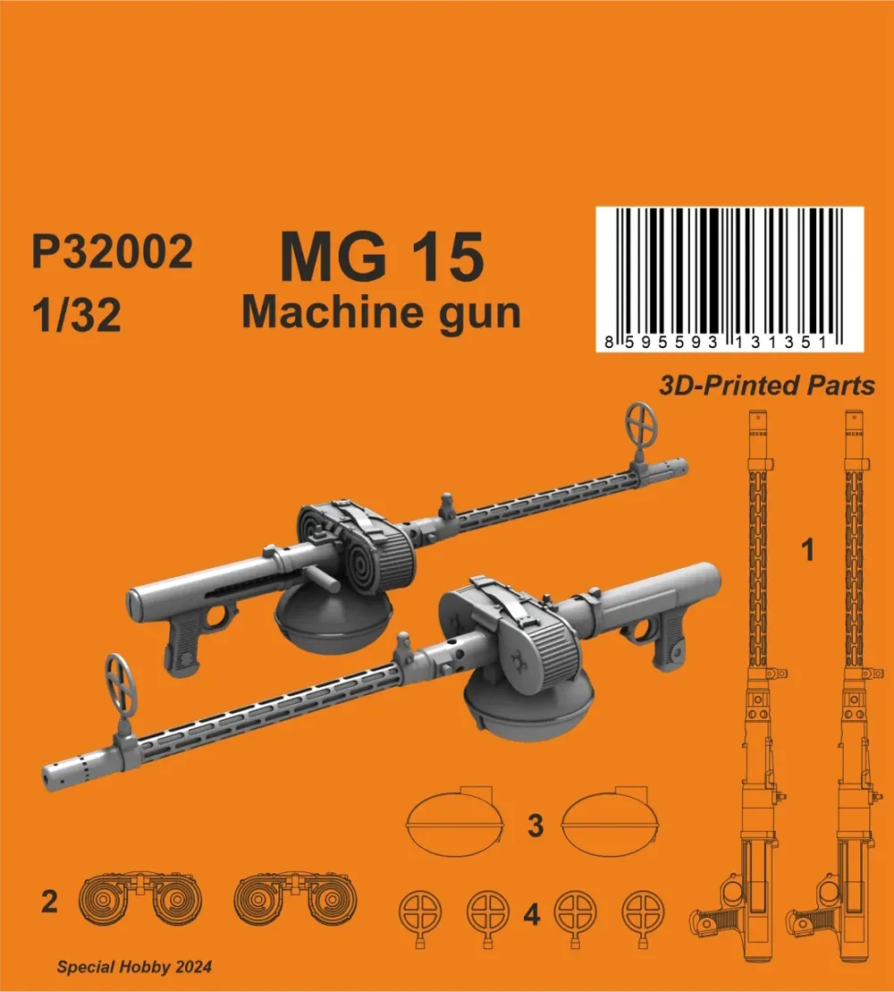 Resinové díly CMK P32002 kulomet MG 15 v měřítku 1/32, balení 2 ks