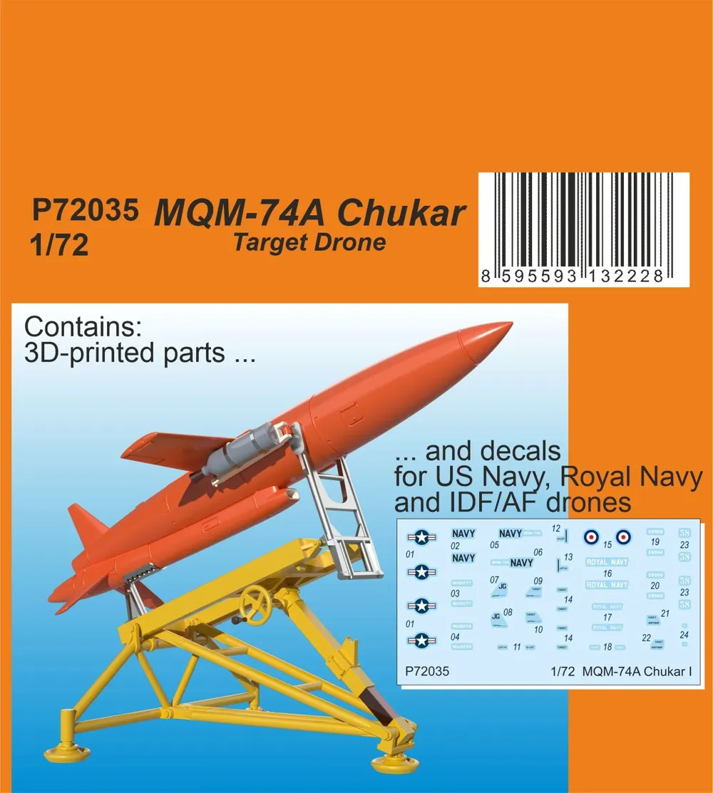 Resinový 3D tištěný doplněk CMK P72035 cílový dron MQM-74A Chukar v měřítku 1/72