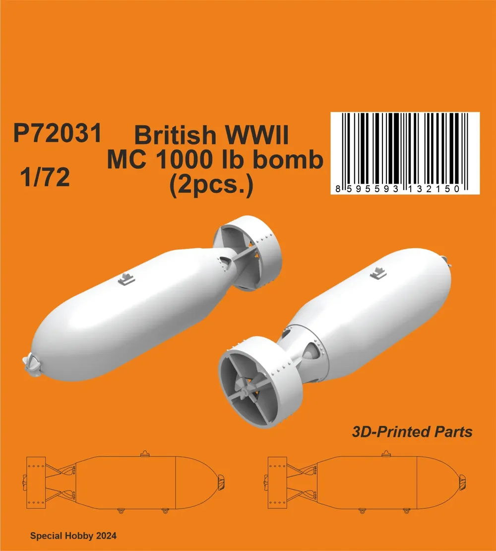 Resinové díly CMK P72031 britská puma MC 1000lb Mk.I v měřítku 1/72, balení 2 ks