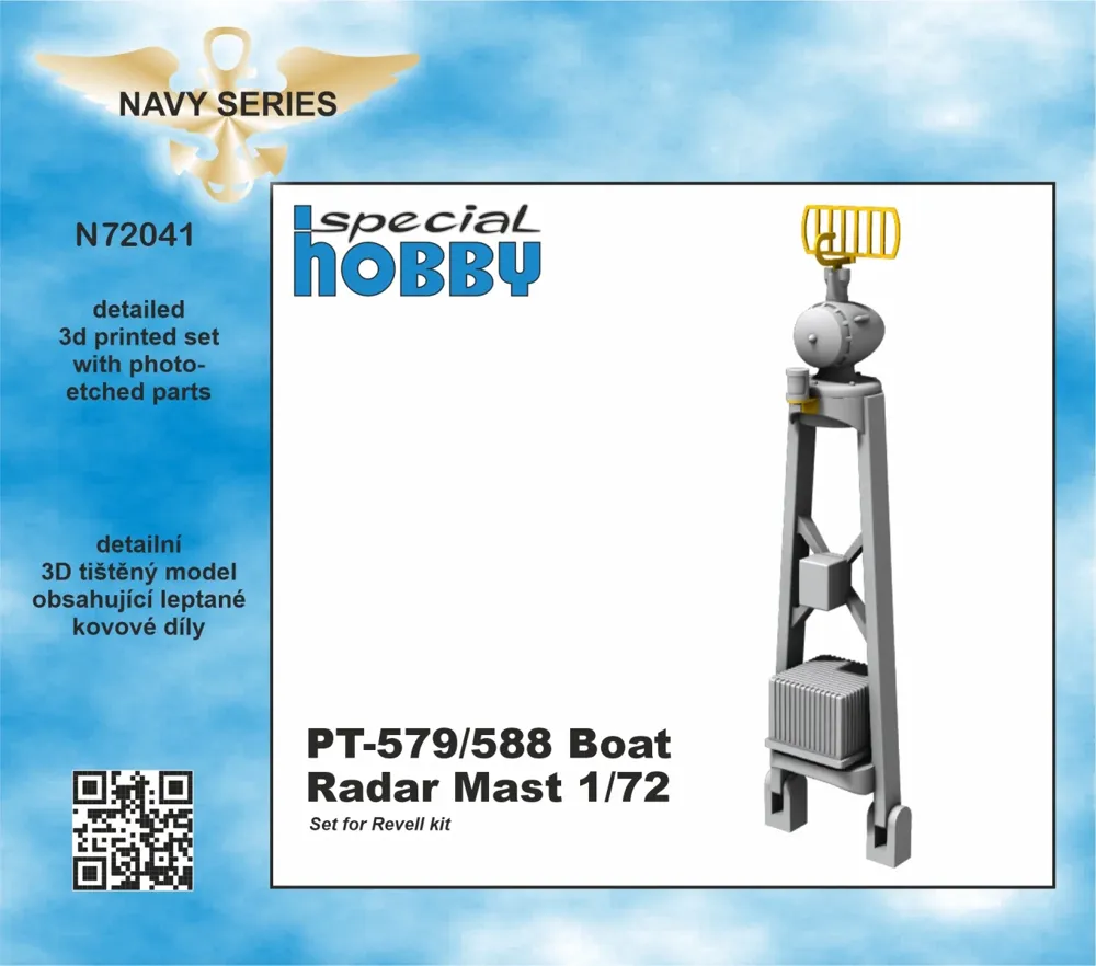 Resinový radarový stožár CMK N72041 pro čluny PT-579/588 v měřítku 1/72 s fotolepty
