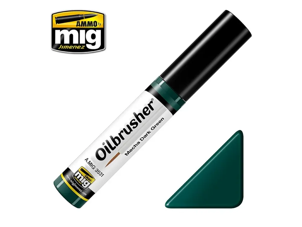 Lahvička olejové barvy AMMO Mig OILBRUSHER A.MIG-3531 Mecha Dark Green 10 ml s aplikátorem