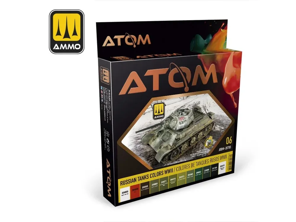 Sada akrylových barev AMMO Mig ATOM 20705 Russian Tank Colors WWII pro sovětské tanky