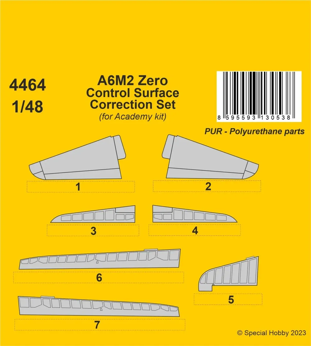 Resinová sada CMK 4464 A6M2 Zero korekční set pohyblivých ploch v měřítku 1/48