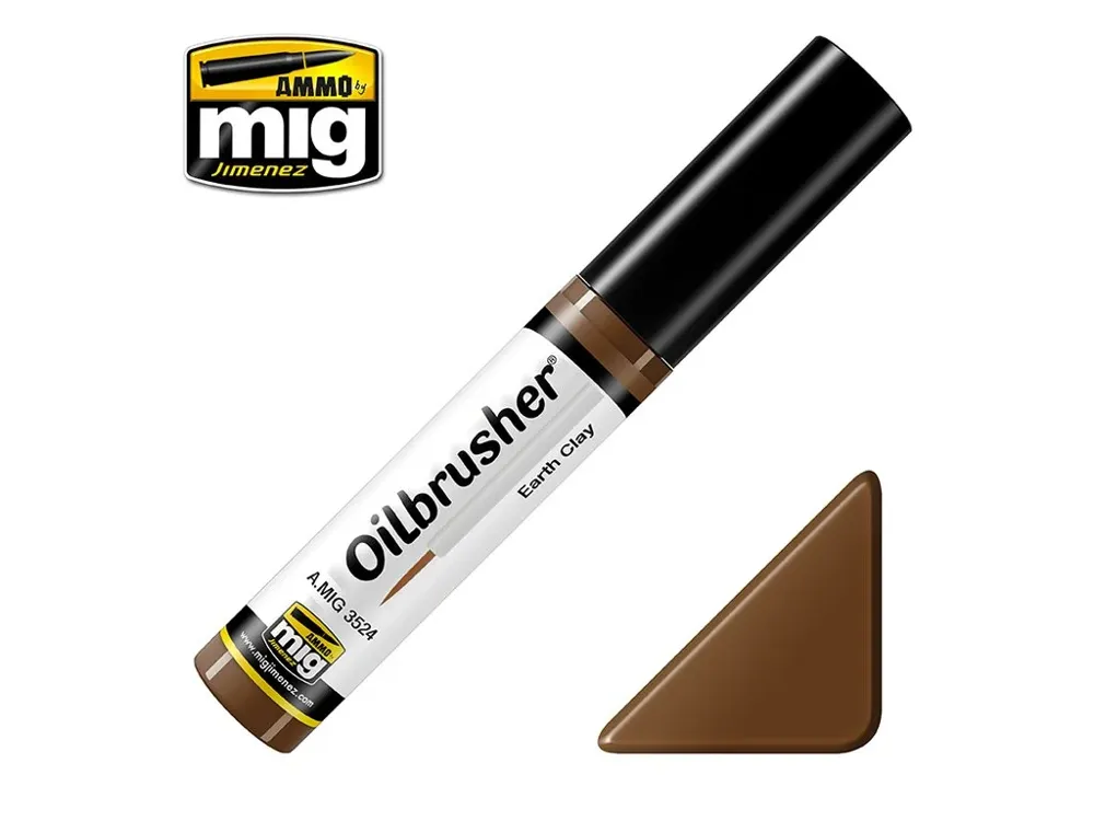 Lahvička olejové barvy AMMO Mig OILBRUSHER 3524 zemitá hlína Earth Clay 10 ml