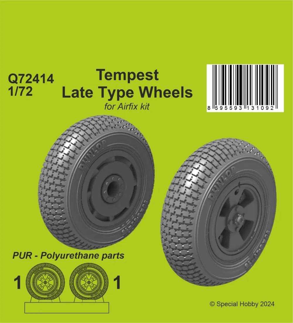 Resinová kola CMK Quick & Easy Q72414 pozdního typu pro Tempest v měřítku 1/72